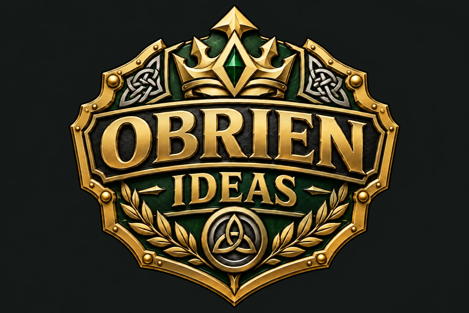 OBrien Ideas gold and emerald crest